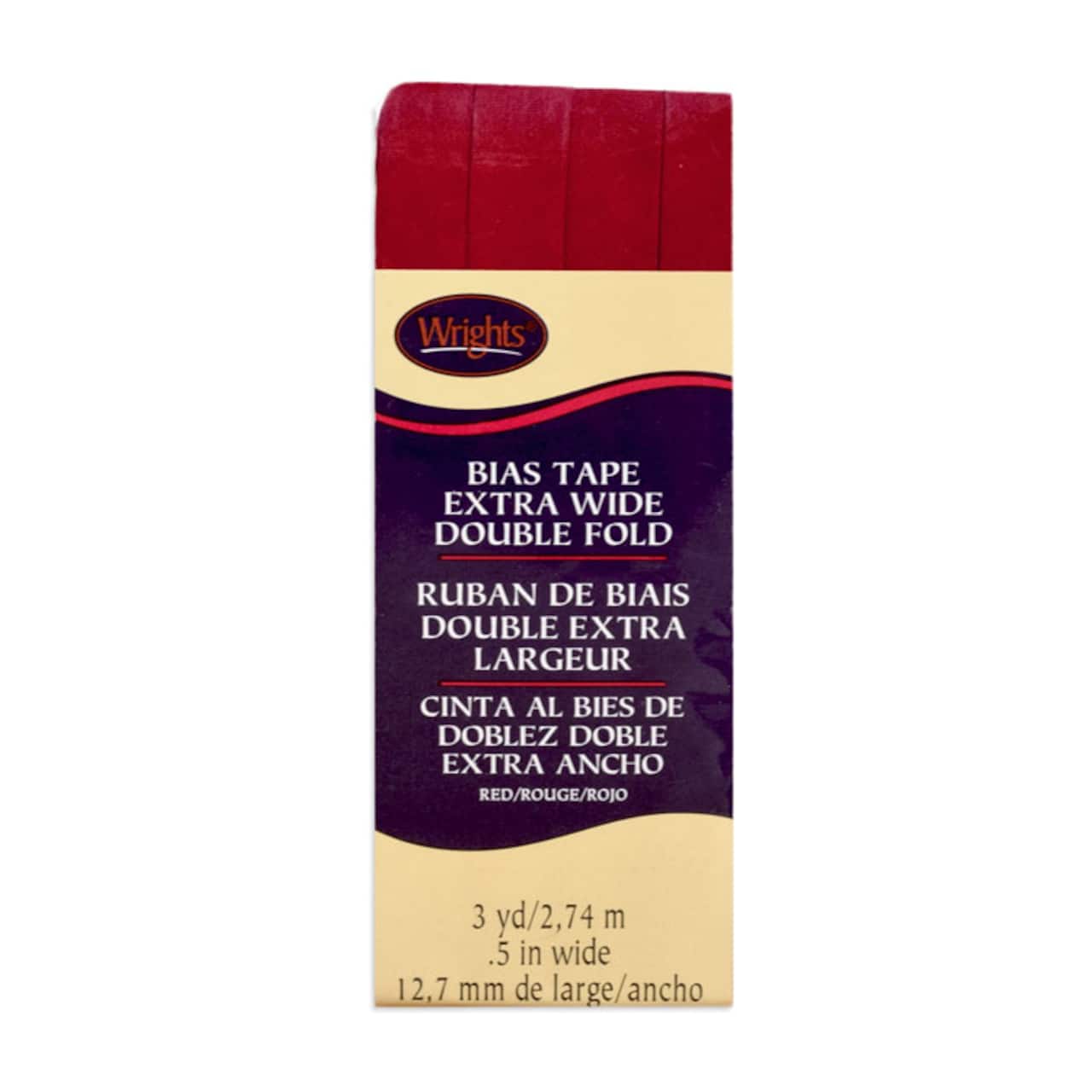 1/2" Red Extra Wide Double Fold Bias Tape - 3 Yards